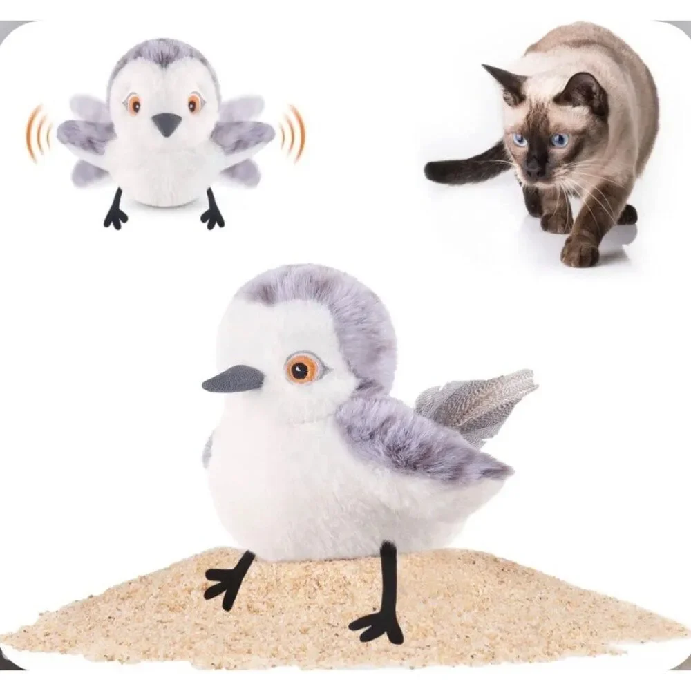 Potaroma Flapping Chirping Sandpiper Interactive Cat Toy And Catnip Pouch